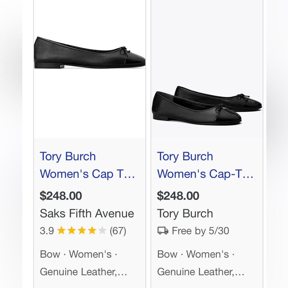 Tory Burch Black Leather Ballet Flats CAP-TOE BALLET size 11 gently used - Picture 15 of 15